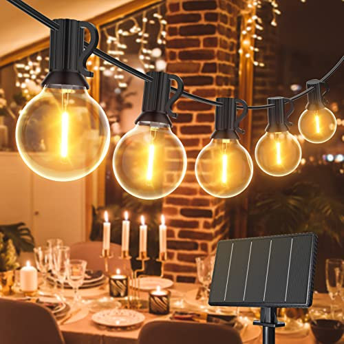 GLUROO LED Lichterkette Außen Solar, 24M Lichterkette Glühbirne mit 4 Beleuchtungsmodi, 40+2 Birnen, Lichterkette Außen Strom Wasserdichte für Zuhause, Terrasse,Party