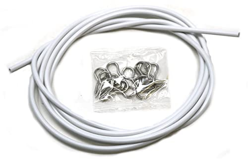 fiXte Vorhangdraht mit 8 Haken und 8 Ösen, PVC-beschichteter Stahl, 2 m, 3 m, 4 m, Weiß (2 m)