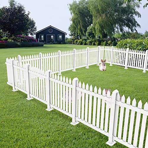 Patio White PVC Vinyl Picket Fence Panels 36 High x 92 Wide Decorative Garden Fence for Front Yard Porch Patio Deck Pool Safety Dog Fence (19 Pickets, Straight)