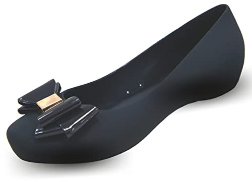 IVACHY Womens Jelly Ballet Shoes, Bow Details Slip-On Flats, Comfy Ladies Casual Wear Every-Day Closed Toe Ballerina Pumps