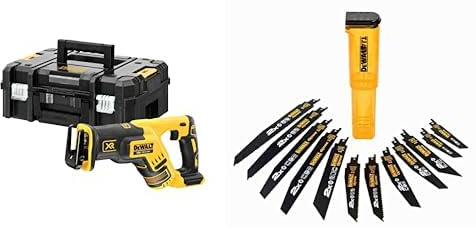 DEWALT - Scie Sabre Compact Brushless XR 18V Li-Ion & Lot De 12 Lames Pour Scie Sabre - DT2441L-QZ - lame scie sabre 2 x DT 2307L, 2 x DT 2308L, 1 x DT 2408L, 2 x DT 2300L, 2 x DT 2301L