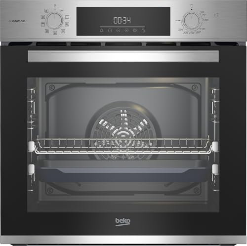 Beko BBIS12301XE b300 Einbau-Backofen 72 Liter, Multifunktionsofen mit 9 Funktionen, AeroPerfect, SteamAdd-Dampffunktion, SteamShine Reinigung, versenkbare Knebel, Edelstahl