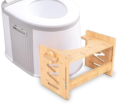 Toilettenhocker, Bambus-Toilettenhocker,Holz klohocker für Bad,Tritthocker Klohocker Anti Verstopfung,Höhenverstellbar einstellbar Falten Bambus WC Squatty Potty Hocker für Erwachsene Kinder