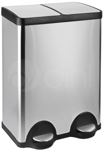 Dihl 60L Stainless Steel Pedal Bin, Silver