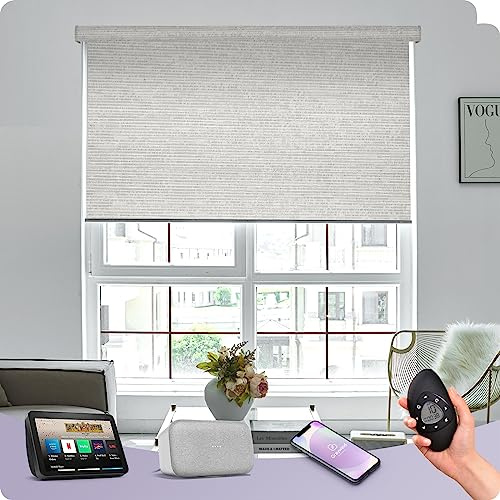 Bespoke Designer Motorised Blinds by Graywind - Luxury Textured Fabric, Premium Smart Electric Blackout with Rechargeable Motor for Alexa & Google, Remote Control, Metallic Fuscous Grey