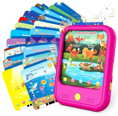 Kids Learning Tablet Educational Learning Pad for Toddlers 2-5 to Learn Alphabets, Numbers, Foods, Time, Music, Vehicles, Tablet Toy for Toddlers Ages 2 3 4 5 6 Years Old