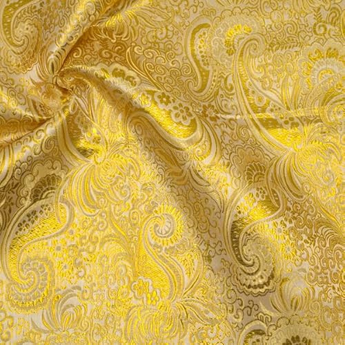 STOFFKONTOR Lurex Jacquard Gold Paisley - Öko-Tex Standard 100 - Meterware, Farbe Gold - zum Nähen von Bekleidung und Dekorationen