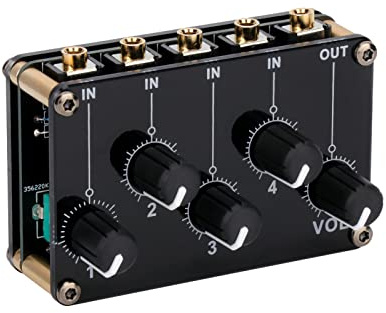 COMETX Modulo mixer passivo 4-in-1-out Modulo mixer passivo Mini Stereo Mixer passivo a 4 canali Mixer audio 4 ingressi audio a 1 uscita Ultra compatto a basso rumore per registrazione Studio Console
