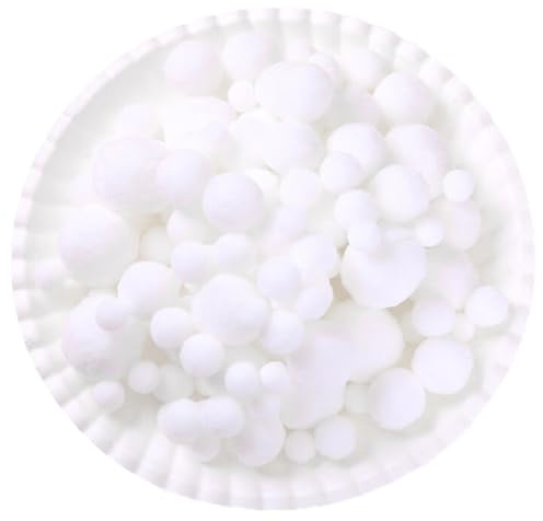 500 Stück Pompons zum Basteln, Weiß Pompoms, 10/15/20/25/30 mm Pompom Bälle für DIY Kreative Handwerk Dekoration (Weiß-5 Größen, 1-3 cm)