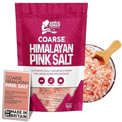 Spice Girls Ingredients Premium Himalayan Pink Salt - 100% Natural & Unrefined | Coarse Grain for Cooking, Seasoning, Grinder & Good Health | Rich in Minerals | Resealable Pouch | Gluten-Free (1kg)