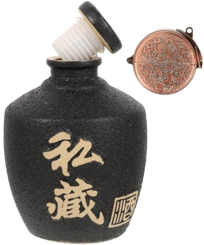 Amosfun 1piezas Botella De Vacía De Cerámica Jarra Sellada Para Almacenamiento Diseño Retro Contenedor Seguro Para Bebidas Alcohólicas Tapa