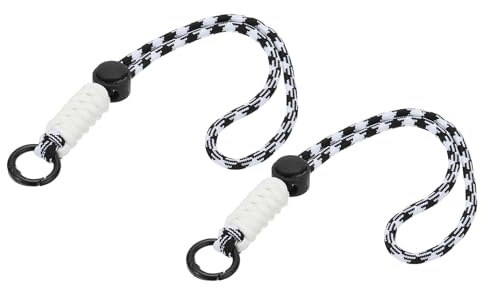 PATIKIL Paracord Schlüsselband, 2 Stück Handy Schlüsselband Seil Handgelenk Lanyards Geflochtener Riemen mit Federhaken zum Aufhängen von Schlüsseln, Wellenförmiges Design, Schwarz, Weiß