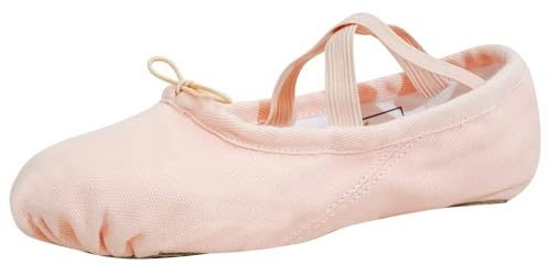 flexdans balettskor, kanvas, balettskor, ballerinaskor ballerinaskor gymnastiksko för flickor kvinnor, Rosa, 38 EU