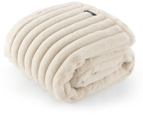 BEDSURE wasserdichte Hundedecke - 63 x 89 cm Hundedecke waschbar für kleine Hunde, Haustier Decke flauschig und weich, Schutzdecke Hundesofa, Katzendecke für Katzen, Decke für Hunde, Creme