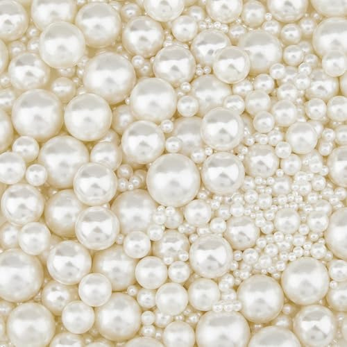 SUPERFINDINGS 2560 Perle di Imitazione in Perle, Perline di Plastica ABS Avorio Senza Fori Perle Rotonde Bianche 2/3/4/5/6/8/10/12/14/16/18/20mm per Portaspazzole Perline Finte Rotonde