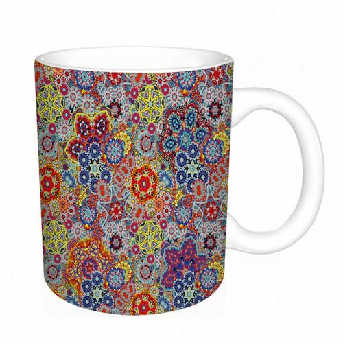 YFHJV Tazas de Café,Taza de Cerámica para Té y Café - Regalo Original - 330 ml - Desayuno Tazas Tazas graciosas,Batik, Vintage Combinado Motivo Paisley Anidado Oriental Femi,tazas originales