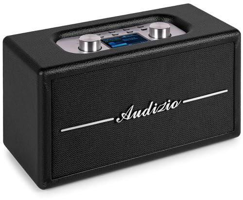 Audizio Tune60 Radio Retro Negra Dab+/FM con Bluetooth 5.0, USB/MicroSD, Pantalla LCD 2,4″, Altavoz bidireccional, Temporizador y Alarma – Estilo Vintage portátil Ideal para casa y Exteriores
