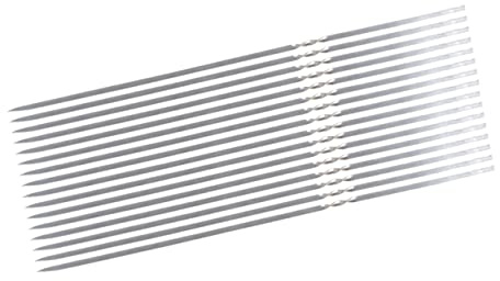 Hemobllo 20piezas Brochetas Inoxidable Barbacoa Pinchos Antiadherentes Plateadas