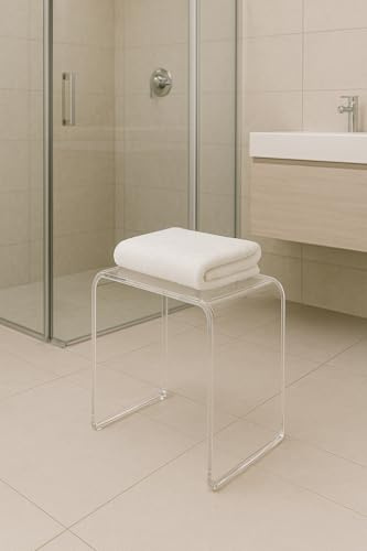 Generico Cavinato Acrylics Sgabello Doccia in Acrilico Trasparente, 41x28x43 cm, Spessore 1,2 cm, Portata 120 kg, Made in Italy