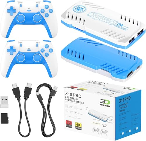 X10 PRO - Bastone da gioco retrò con oltre 50000 giochi, 4K HDMI HD Plug and Play Game Stick con 2 controller, supporta oltre 50 simulatori, battaglia per 2 giocatori (stile 1)