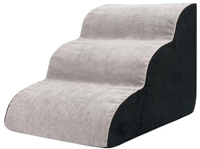 Haustierschritte: 3-stufige Hunderampe, rutschfeste Treppe, weiche Flanell-Klettertreppe | Komfortables Bett mit stabiler Struktur, Welpenrampe Sofa