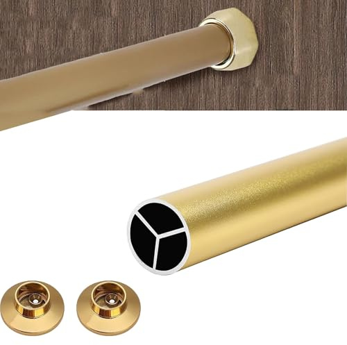 Kleiderschrankstrecke Schrankstange zum Aufhängen von Kleidung, Kleiderbügel Stange Ständer mit Schrauben & Flansch, Kleidungs ​​Organizer Rack für Kleiderschrank -Waschküche (Gold, 85 cm (33 1/2