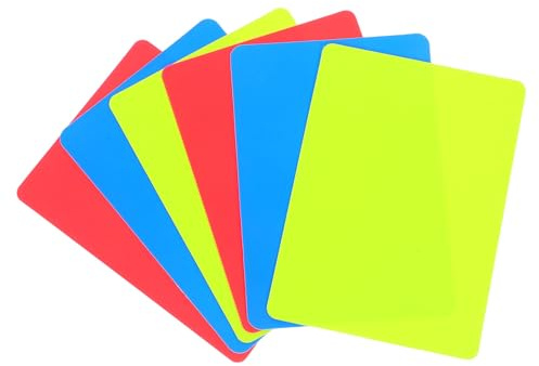 GOOHOCHY 6 Pezzi Carte Arbitro Professionali per Calcio e Hockey PVC Spesso Rosso Giallo Blu Accessorio Ufficiale per Partite e Competizioni Sportive