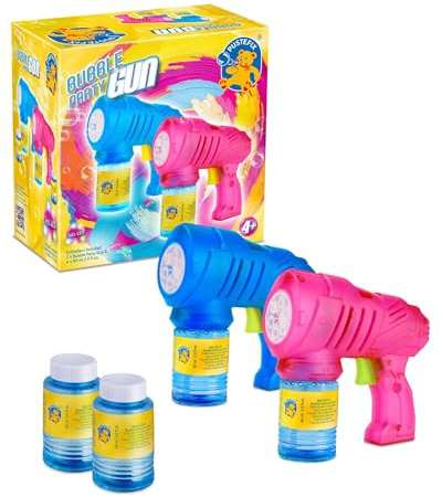 PUSTEFIX Bubble Party Gun 2er Set | Seifenblasenpistole mit LED
