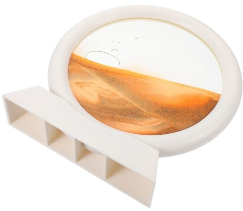 FOMIYES Tableau de Sable Mouvant 3D Décoratif Cadre Blanc 5 Pouces Peinture de Sable Jaune Cinétique Ornement de Bureau et Maison Art du Fin pour Décoration D’intérieur