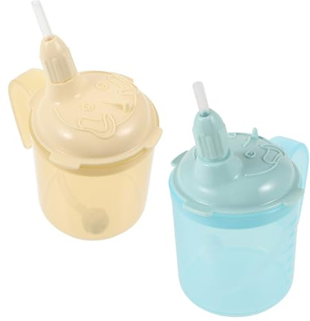 DIYEAH Adult Sippy Cup Set 2pcs 300ml with Straw and Spill-proof Lid Nursing Drinking Beaker for Bedridden Elderly Disabled Adults Liquid Diet Feeding Aid