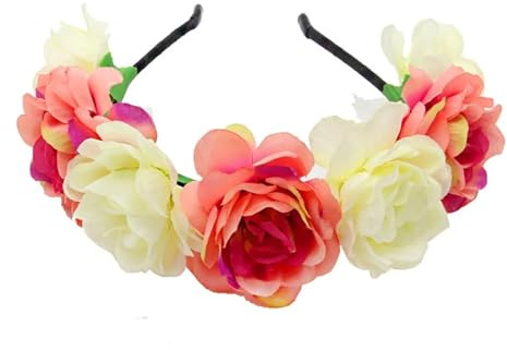 Hårband med konstgjord blomsterkrans Artificiell blommig krona pannband Kvinnor Brudros Bröllop Håraccessoarer Flerfärgad(Color3)