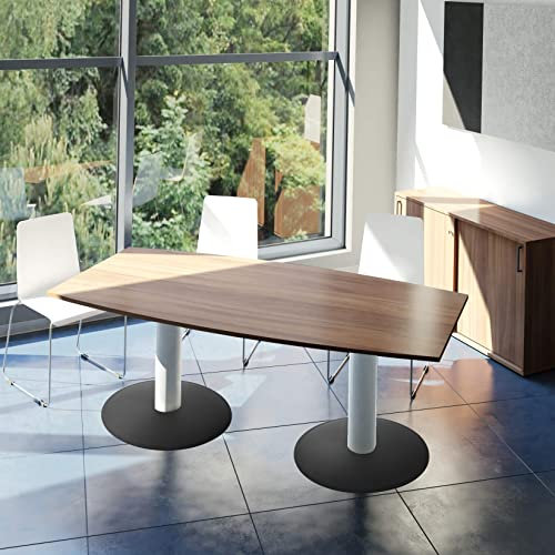 Optima Konferenztisch Bootsform 180x100 cm Besprechungstisch Weiß Tisch Esstisch Küchentisch