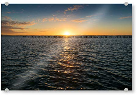 artboxONE Acrylglasbild 60x40 cm Natur Sonnenuntergang am Bodden Bild hinter Acrylglas - Bild Meer See