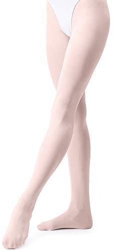 tanzdunsje Ballett Strumpfhose Kinder Tanzstrumpfhose mit Fuß für Mädchen und Damen,Ballettrosa S