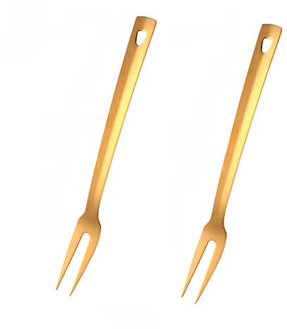 SBOMHS Fleischgabel aus Edelstahl Grillgabeln lange Vorlegegabel Länge 31 cm Meat Forks Aufschnittgabel Serviergabel set Gold 2 Stück Küchenutensilien