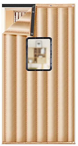 ZHCHL De Porte d'hiver Chaud 90x210CM, avec Fenêtres Imperméable PU Porte Rideau Thermique Anti Froid Porte Rideau Isolant Phonique Thermique Isolation Porte,pour Porte De Balcon, Porte Coulissante