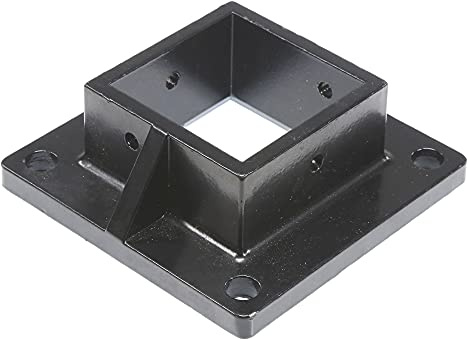 Floor Flange for 2 1/2 Square x 2 1/2 Square Aluminum Fence Posts - Deck Mount (Black)