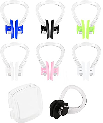 LeFeirr Nose Clips Swimming, 6 Pcs Waterproof Silicone Swim Nose Protector with Storage Box for Adults, Beginners