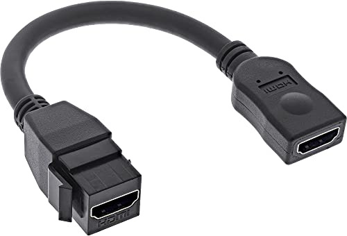 InLine® Cable Adaptador HDMI Keystone 4K/30Hz, HDMI A Hembra/Hembra, Negro, 0,2 m
