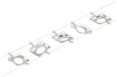 Paulmann 94422 Sistema de cables LED CorDuo set MacLED DC incl. 5x4,5 W ampliable blanco, cromo, cable metal 3000 K