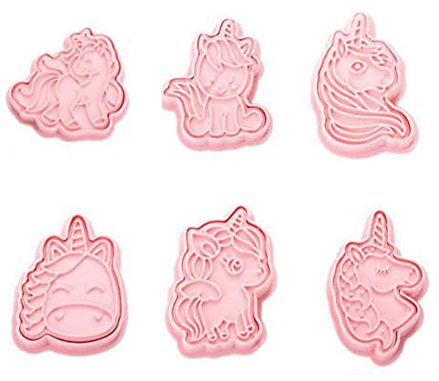 DUORUIMI 6pcs Cookie Cutters Biscuit Fondant Cake Mould Plastic for DIY Baking Tool Decorating Unicorn Patterns