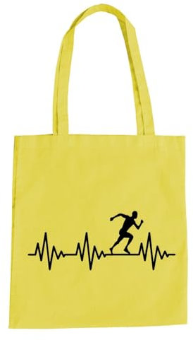 Herzschlag Rennen Baumwolltasche - Ekg Running Marathon Sprint Leichtathletik Gelb