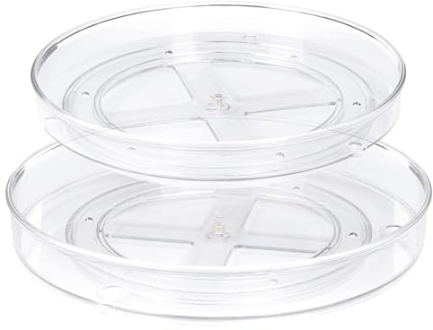Spesh 2 st Lazy Susan skivspelare 360° roterande skåp, organisatörer för skåp, kylskåp, skivspelare, organisatörer, roterande kryddställ för kök (27 x 4,3 cm + 23,5 x 3,6 cm)