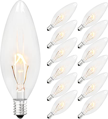 Brightever Vintage Incandescent Light Bulbs 40Watt B10 380 Lumens, Clear Dimmable E12 Edison Candelabra Lightbulbs, Decorative Candle Bulbs for Chandeliers, Ceiling Fan, 2500K Warm White 12-Pack