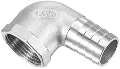 M METERXITY Slanghullingbeslag – 90 graders armbåge rostfritt stål 25 mm rörkontakt applicera på vattenbränsle (1 tum NPT honrör)