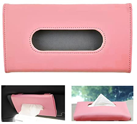 Vastsea auto Tissue Halter, Sonnenblende Serviette Halter, PU Leder, für Sonnenblende Rücksitz, Rosa
