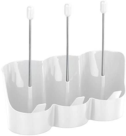 Spetebo 3er Flaschenhalter 29 x 12 cm - weiß - Universal Abtropfgestell für 3 Trinkflaschen - Wasser Trink Flaschen Thermosflasche Karaffen Halter Abtropf Ständer