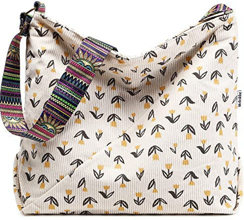 Makukke Handtasche Damen Umhängetasche, Cord Taschen Groß shopper Tote Bag schultertasche Casual Crossbody Bag für Schule Büro Arbeit Reisen Ausflug Einkauf