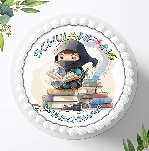 Für die Geburtstags Torte, oder Zuckerbild zum Schulanfang Personalisiert mit oder ohne Wunschname, Essbares Foto für Torten, Fondant, Tortenaufleger Ø 20cm, 1427z