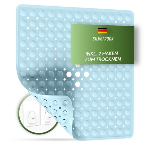 SilverRack Duschmatte rutschfest 53x53 cm Babyblau | Antirutschmatte Dusche, BPA frei, Badematte rutschfest, maschinenwaschbar u. schimmelresistent, Duscheinlage rutschfest